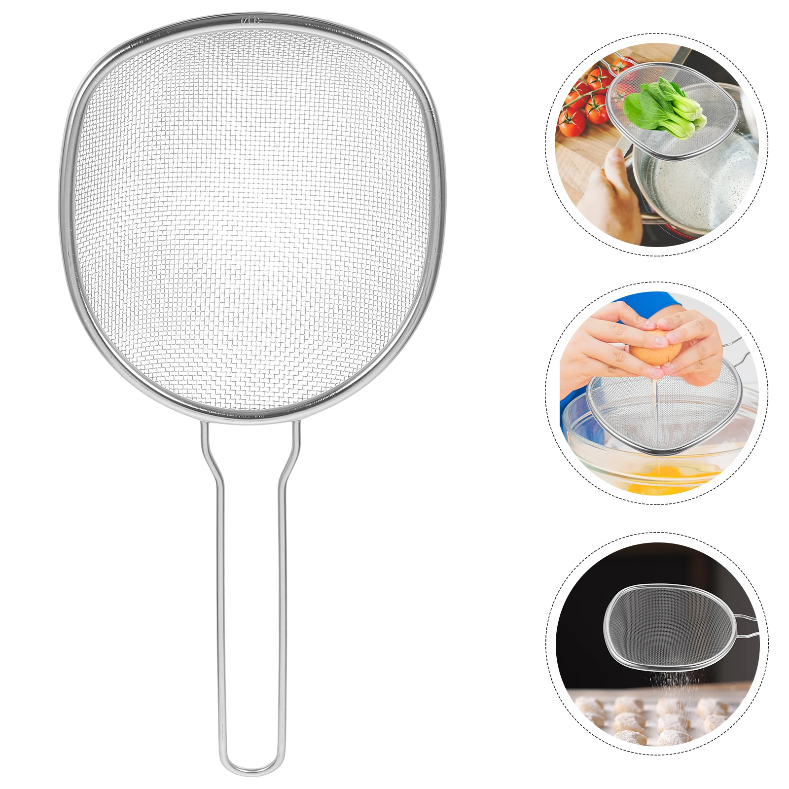 

Premium Fine Mesh Strainer Spoon Denser Wire Filter Food Soy Milk Juice Powder Kitchen Tools Large Metal Colander Handle