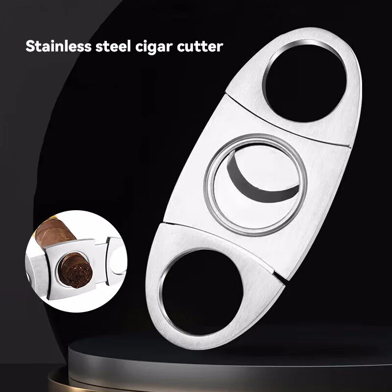 

2025 Mew 1PC Portable Stainless Steel Double-edged Cigar Scissors Stainless Steel Cigarette Clipper Metal Cigar Pliers Cutter