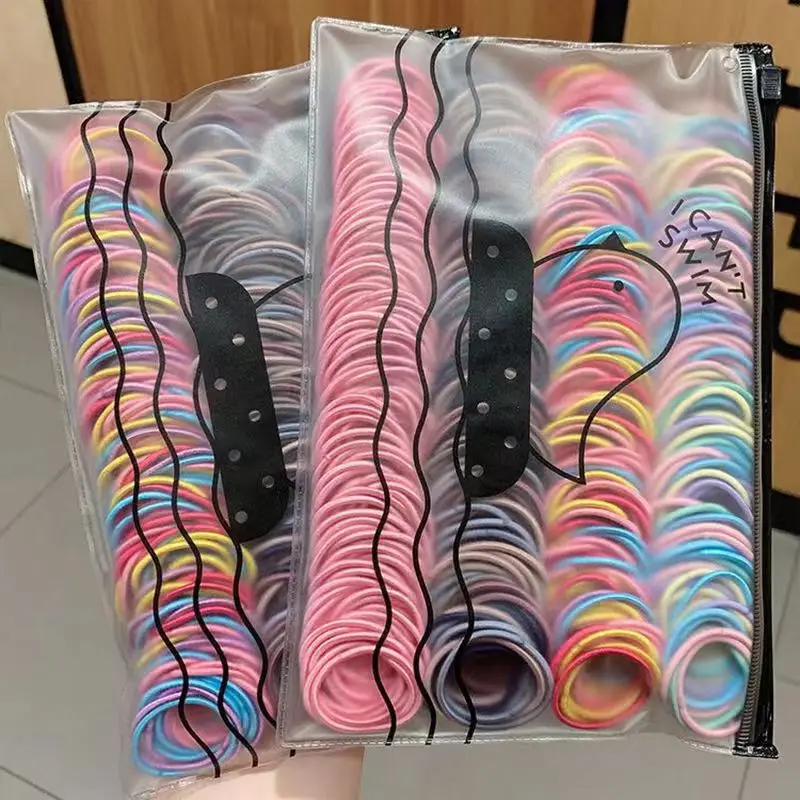 100-400Pcs/Set Girls Basic Simple Hair Bands Children 2.5cm Elastic Ponytail Holder Bands Colorful Rubber Band Hair Accessories