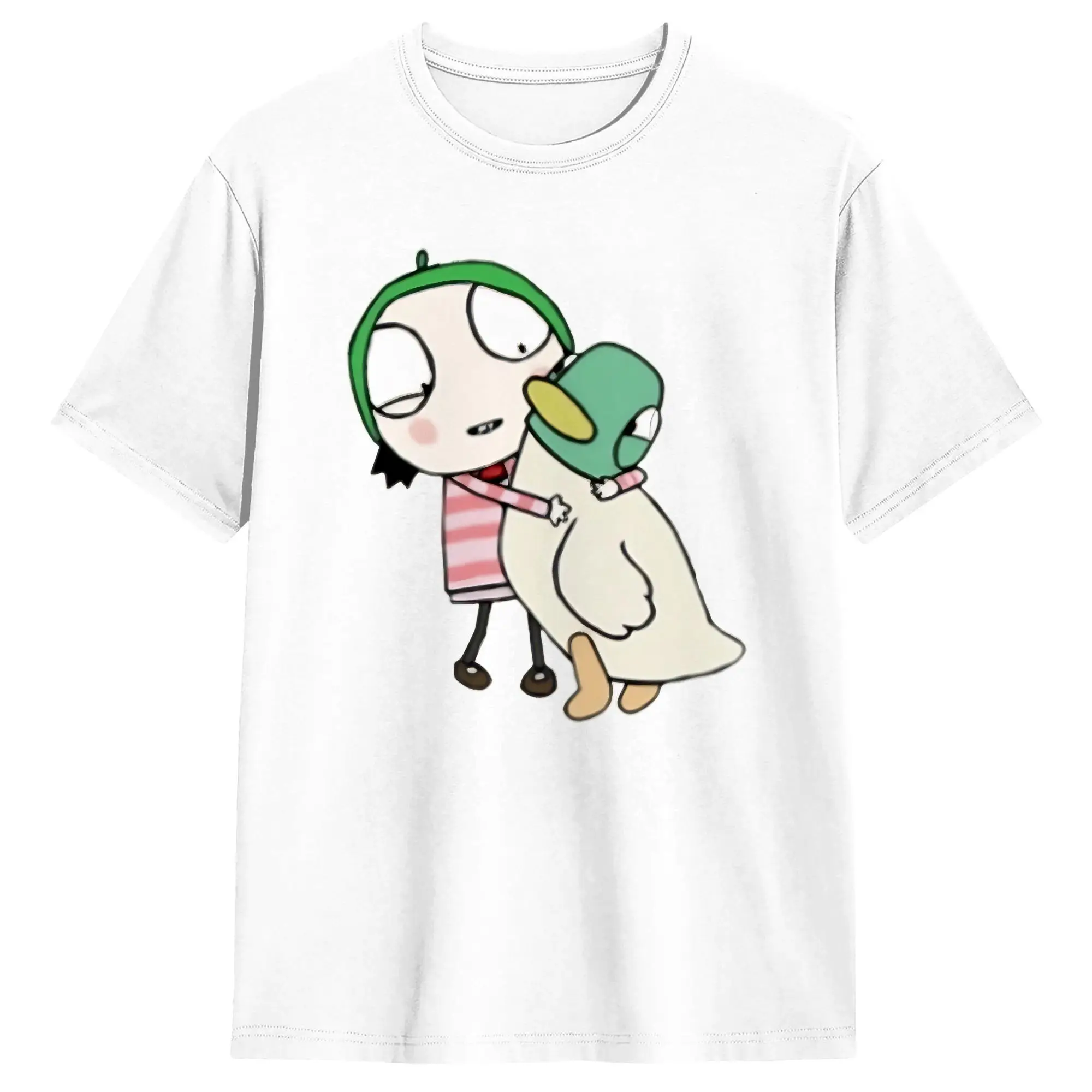 Sarah and duck assorted pack  cartoon  T-Shirt for Men Women  Humor 100% Cotton Tee Shirt Round Collar Short Sleeve T Shirt
