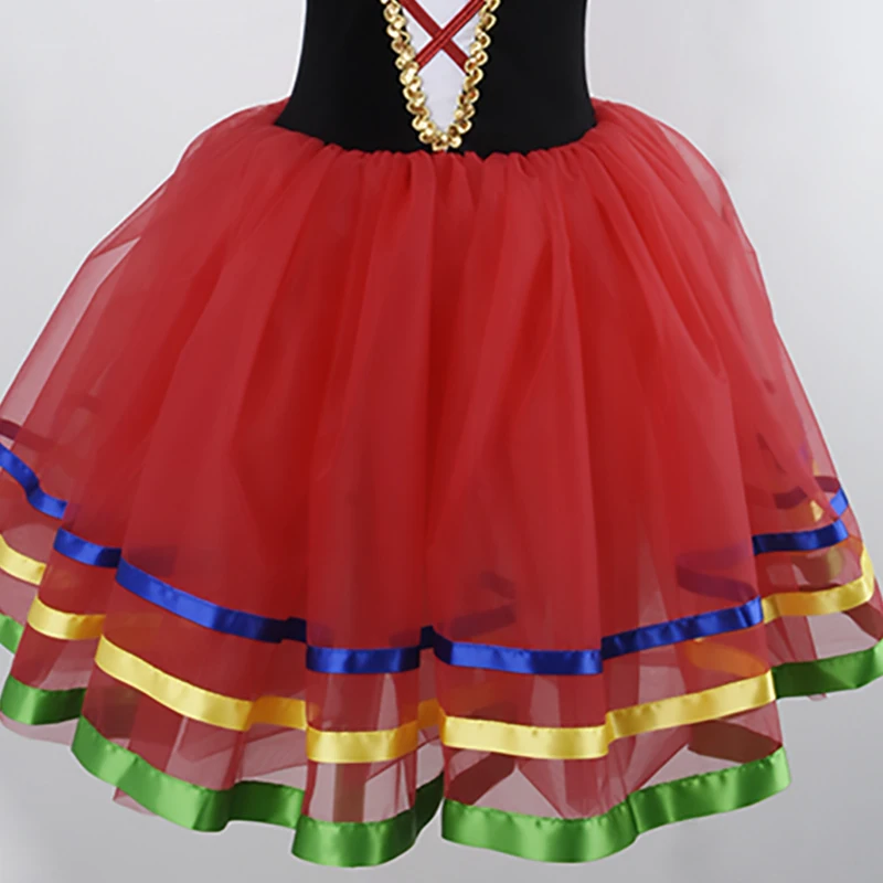 Robe Tutu de Ballet longue rouge pour filles, justaucorps de gymnastique, Costume de danse de princesse ballerine, tenue de fête d'anniversaire pour enfants