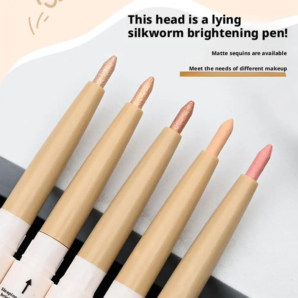 قلم رصاص Aegyo Sal 2 في 1: هايلايتر لامع للظلال الطبيعية غير اللامعة، مكياج عيون سهل للطلاب، محسن لخط الرموش السفلية