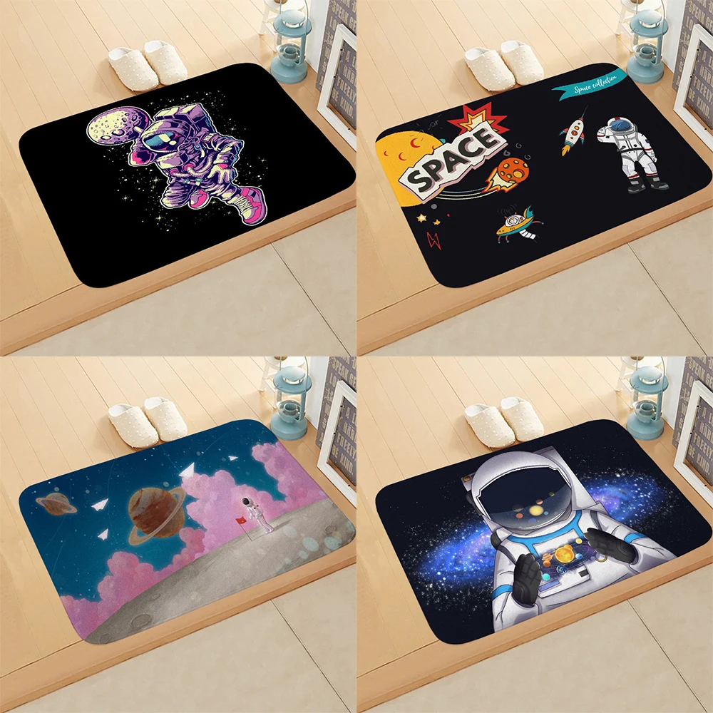 Cartoon astronaut pattern floor mat kitchen bathroom absorbent mat home decoration bedroom living room entrance entrance carpet