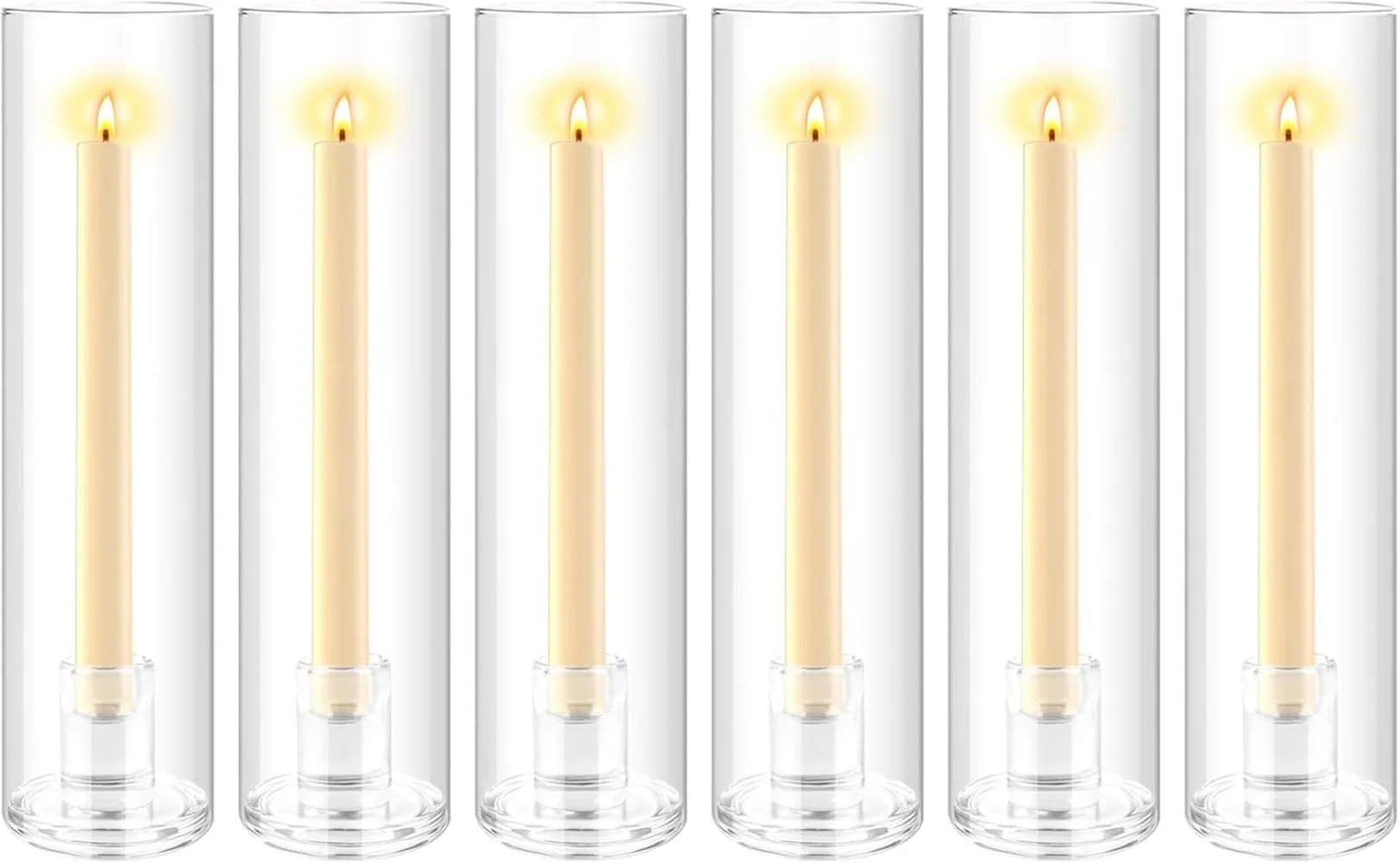 

6pcs Hurricane Glass Candle Holders for Candlesticks,Large Glass Hurricane Candle Holder Bulk,with Cover and Heavy Base
