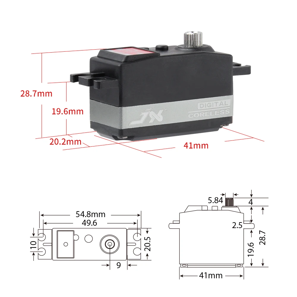 เซอร์โว JX RC รุ่น PDI-4410MG 10 กก. เกียร์โลหะ แบบ Low Profile Coreless 120 องศา 1/8 1/10 สำหรับรถบังคับวิทยุ ดิจิตอล