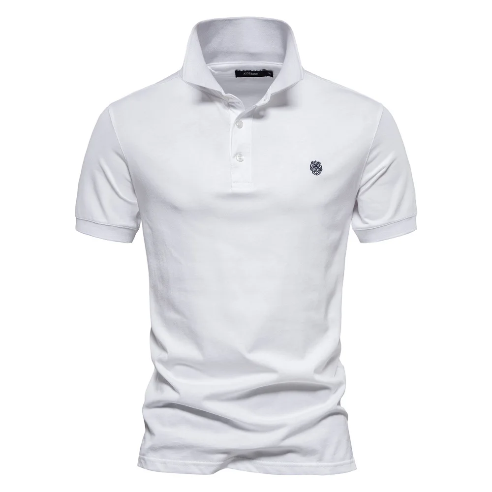 Men Short Sleeve Business T Shirt Cotton Embroidery Polo Shirt Man Turn-Down Formal Shirt Top Casual Social Shirts Male Clothing