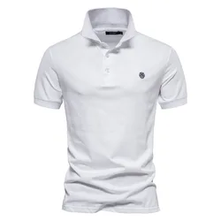 Men Short Sleeve Business T Shirt Cotton Embroidery Polo Shirt Man Turn-Down Formal Shirt Top Casual Social Shirts Male Clothing