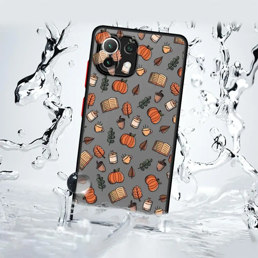 Custodia posteriore per telefono per Xiaomi Mi 11T 12x14 13 Pro 13 11 Lite 10T 12T Cartoon Maple Leaf Modello zucca