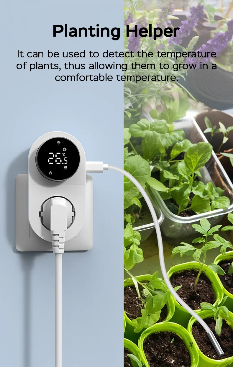 WiFi intelligenter Temperaturreglerstecker, mit sensorprogrammierbarem Digitalanzeige-Knopf APP-Temperaturregelungssteckdose