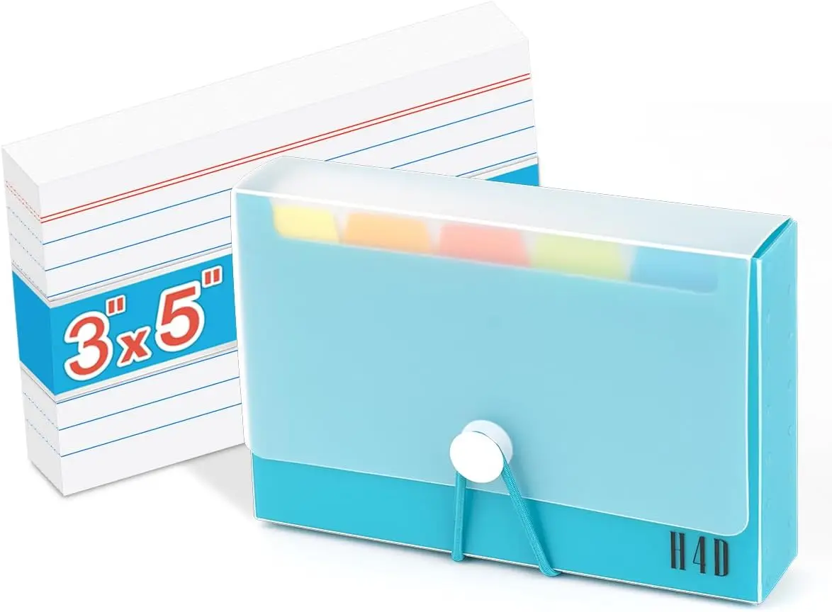 

3x5 Index Card Case with 100 Heavyweight Ruled Cards and Dividers, Teal