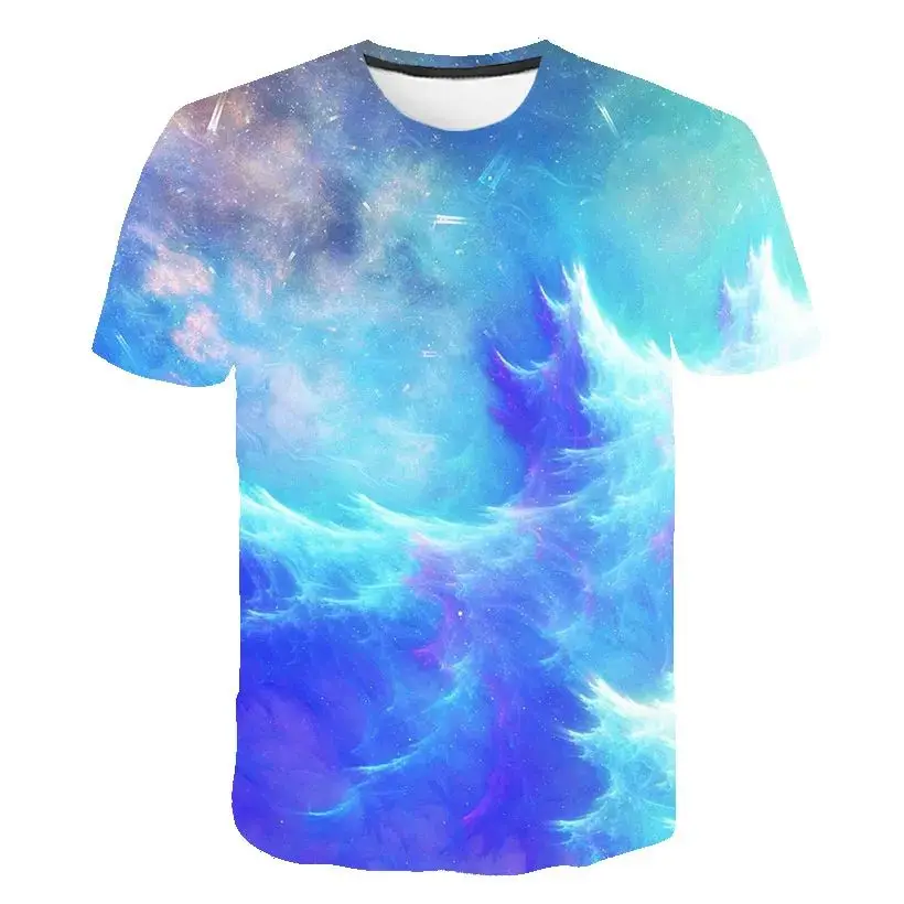 Men\'s 3d Printed Galaxy Star Landscape Pattern Harajuku Vintage Summer T-Shirt Fashion O Collar Short Sleeve Plus Size Top