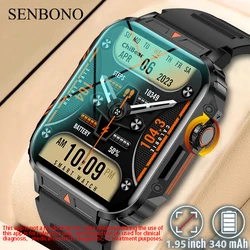SENBONO New Men Smart Watch 1.95inch HD Screen Bluetooth Call 24/7 Heart Rate Monitor IP68 100+ Sport Modes Smartwatch for Men