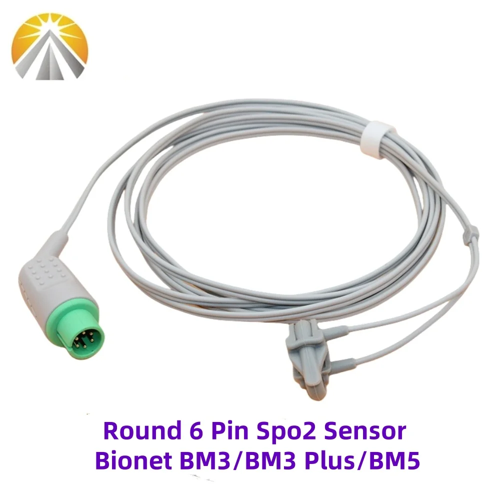 Round 6 Pin Reusable SpO2 Sensor for Bionet BM3 BM5 BM7 Plus Pulse Oximeter Heart Rate SAO2 Probe Adult Neonate Child Vet Use