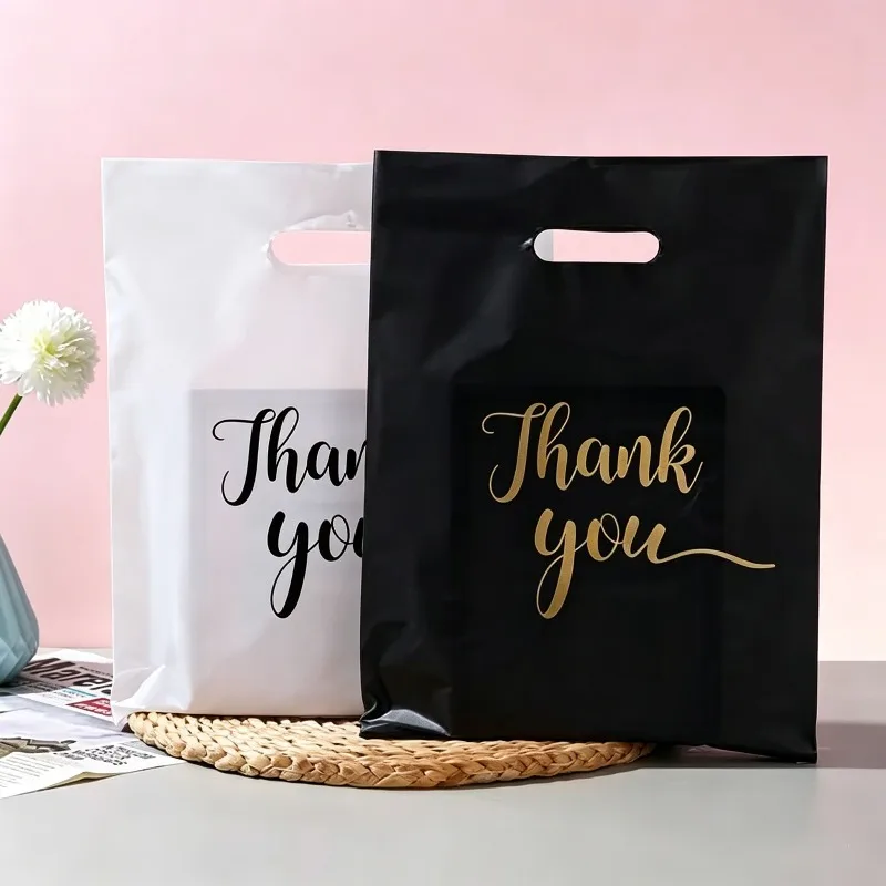 50/100PCS Thank You Gift Bags  Handbag Plastic Shopping Bag Shopping Boutique Stores Supermarket Clothing Store Birthday Party - view 4