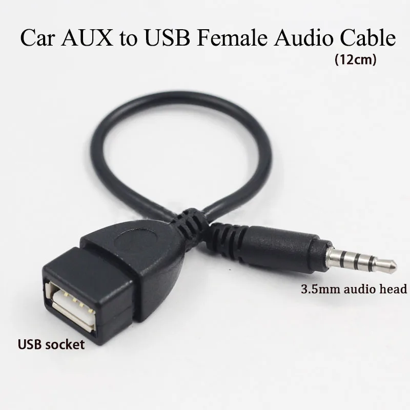 Auto MP3 Player Konverter 3,5 MM Stecker AUX Audio Jack Stecker Auf USB 2,0 Buchse Konverter Kabel Adapte