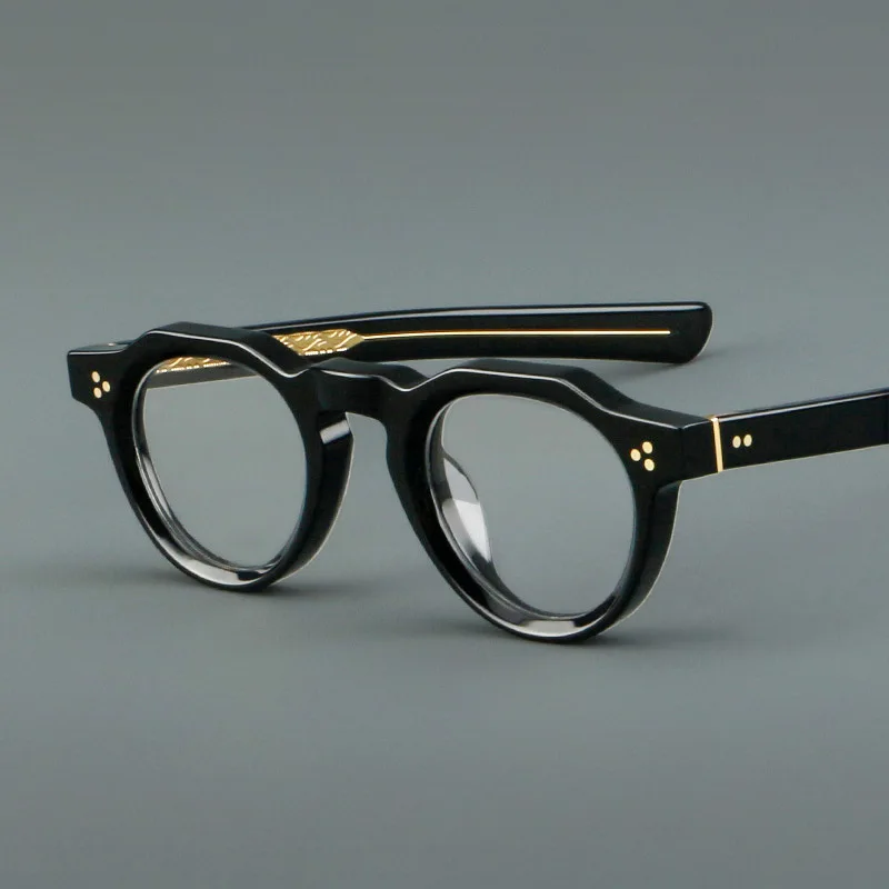 

New Vintage Thick Acetate Glasses Frame Men Optical Prescription Eyewear Custom Lens Brand Women Myopia Reading Round Eyeglasses