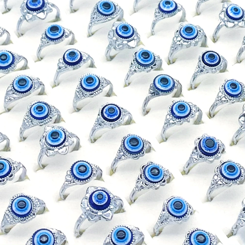 Bulk Lots 50/100pcs Blue Turkey Devil Eye Vintage Mix Style Men Women Goth Punk Teenages Party Gifts Size 17-20 Wholesale 3izard