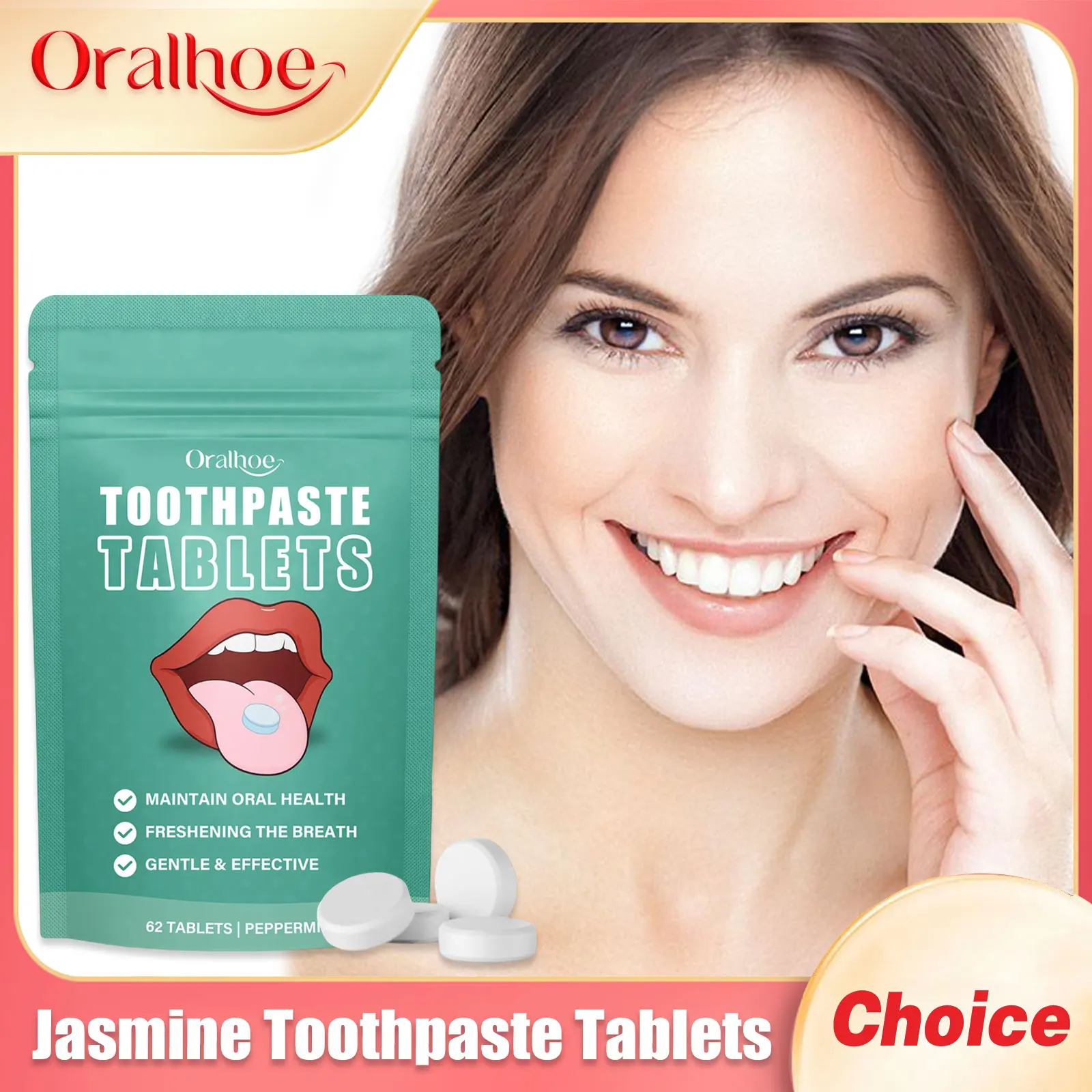 Jasmine Flavors Toothpaste Tablets Improve Bad Breath Remove Smoke Stains Fresh Mouthwash Oral Hygiene Solid Toothpaste Tablets