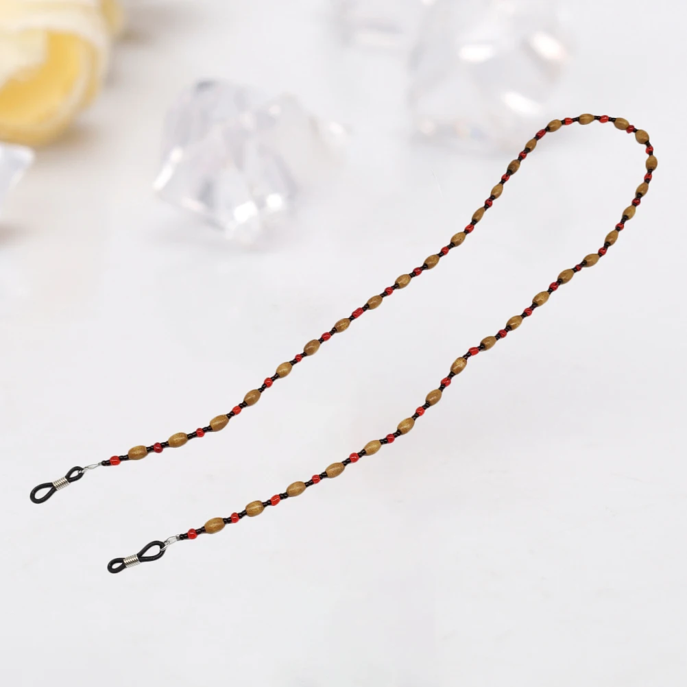 

Wood Bead Eyeglass Chain Adjustable Rubber Ends Stainless Steel Coils Anti Fall Necklace Strap For Glasses Gifts Accessories