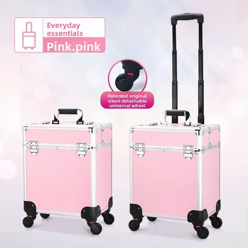 Makeup Box Large Capacity Rolling Case Professional Onset Artist Storage Lockable Tool Box for Nail Tattoo Artists Makeup Box view 6