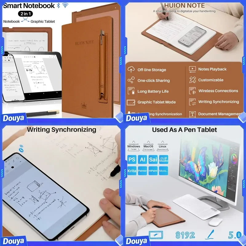 Note X10 2 in 1 Dual Purpose Portable Drawing Handwriting Reusable Digital Smart Notebook with Pen OEM Available