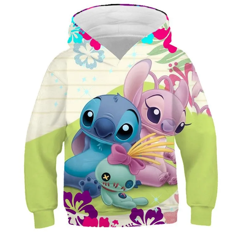 

Spring Winter Children's Anime Hoodie 3D Starcraft Baby Stitch Print Long Sleeved Hooded Daily Outdoor Casual Children Pullover