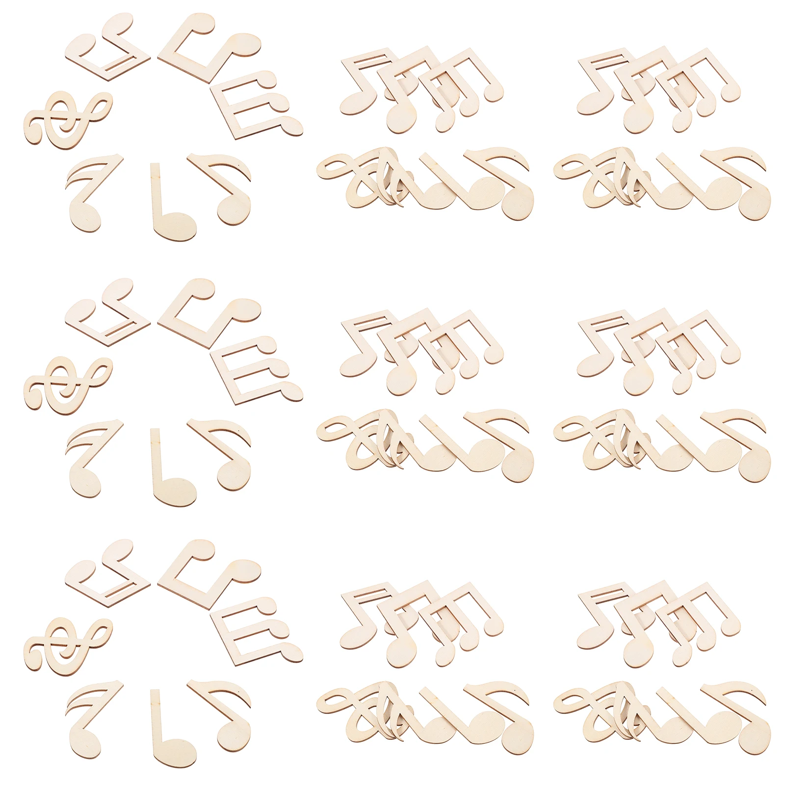 

50pcs Music Note Decor 55MM Wood Cutouts Ornaments Unfinished Wooden Ring Birthday Party Christmas Wedding Sewing