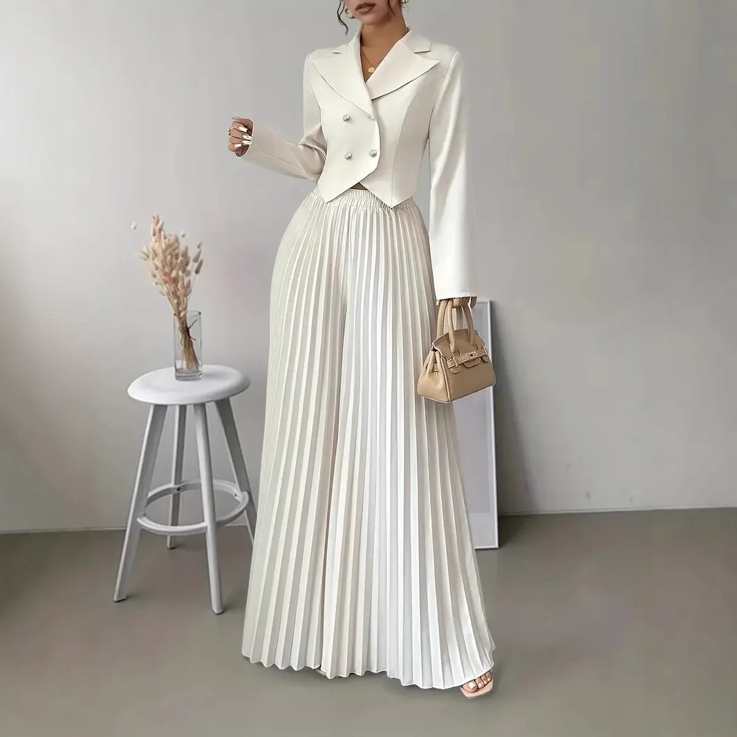 

2025 Autumn/Winter New Fashion Vest and Pleated Skirt Pants Set for Women