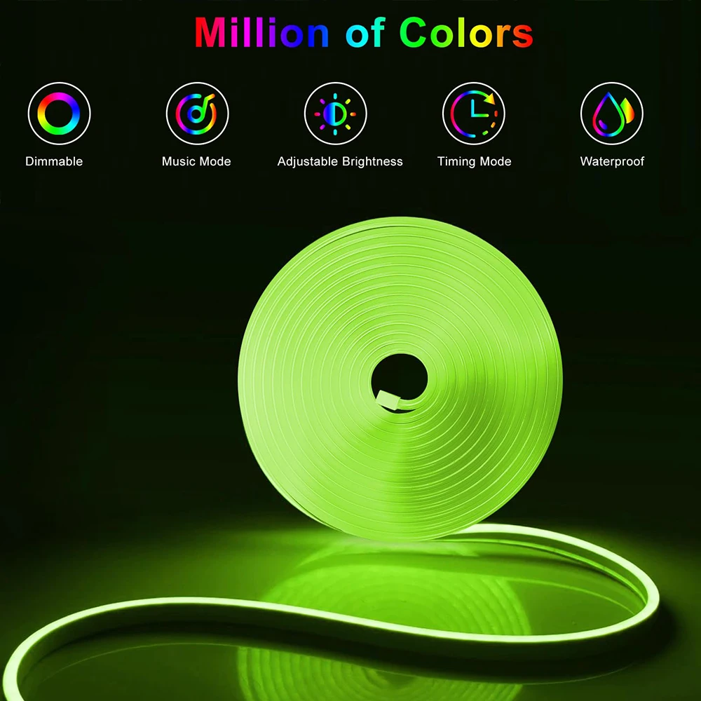 LED Neon Light Strip With Tuya Intelligent Control RGB Waterproof Neon Rope Light Suitable For Outdoor Decoration Of Houses