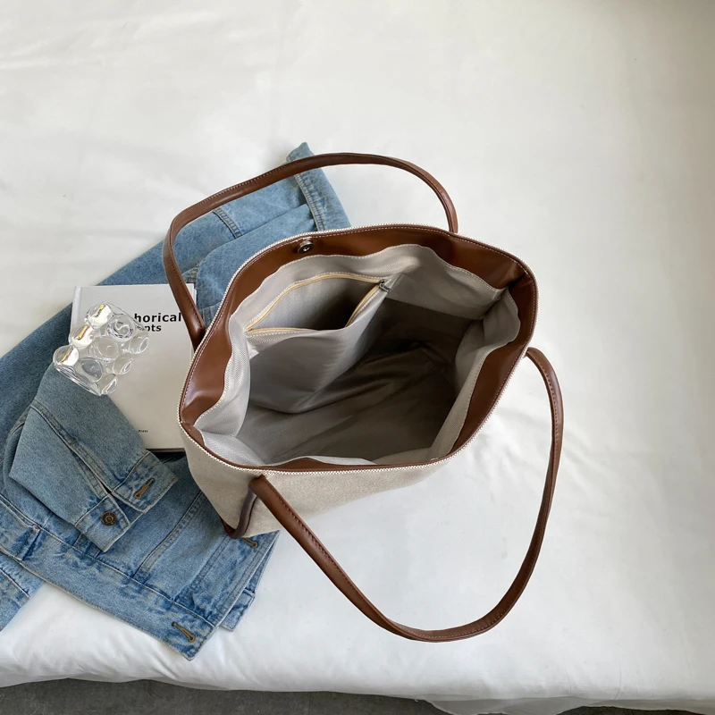 قطعة واحدة من حقيبة اليد ذات السعة الكبيرة، حقيبة دلو عصرية للعمل والتنقل، يمكن للنساء أن تحمل iPad #5