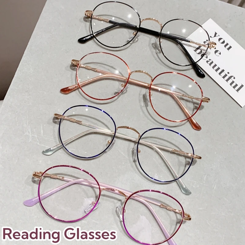 

Middle-aged Anti Blue Light Optical Glasses Vintage Silver High-end Reading Glasses Personalized Metal Frames Presbyopia Eyewear