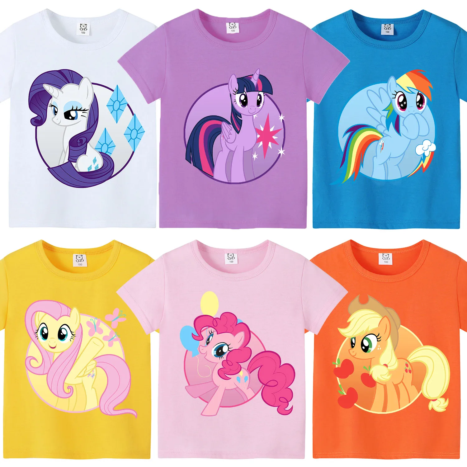 Camiseta My Little Ponys para niños, camiseta de dibujos animados de Anime, ropa de manga corta con cuello redondo para niño y niña, ropa de verano para niños, regalo