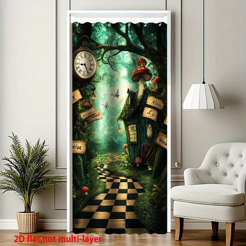 VIKAMA Türvorhang im Fantasy-Wald-Stil, Alice im Wunderland-Stil, Trennvorhang für Flur und Wohnzimmer