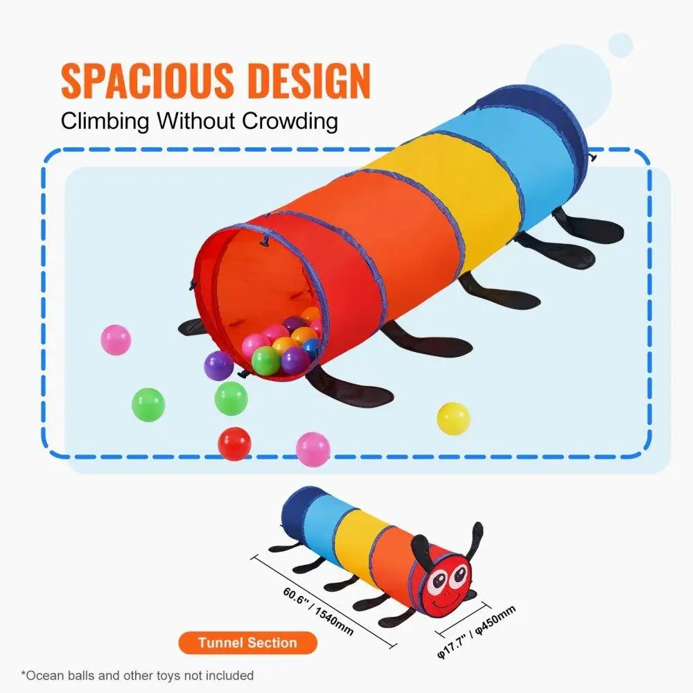 Crianças brincam túnel tenda para crianças caterpillar crawl brinquedo para bebê ou animal de estimação presente dobrável para crianças uso ao ar livre indoor multicolorido