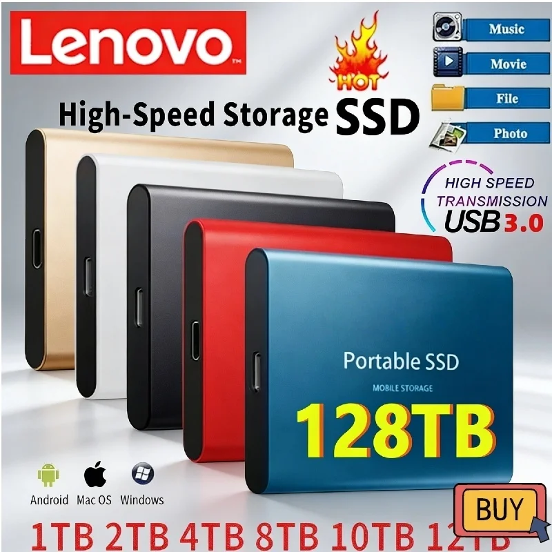 

Внешний высокоскоростной твердотельный накопитель Lenovo 2026, 500 ГБ, 2 ТБ-4 ТБ-8 ТБ, USB 3.1, SSD 2,5 дюйма, портативный SSD, 16 ТБ, для ноутбуков и PS4