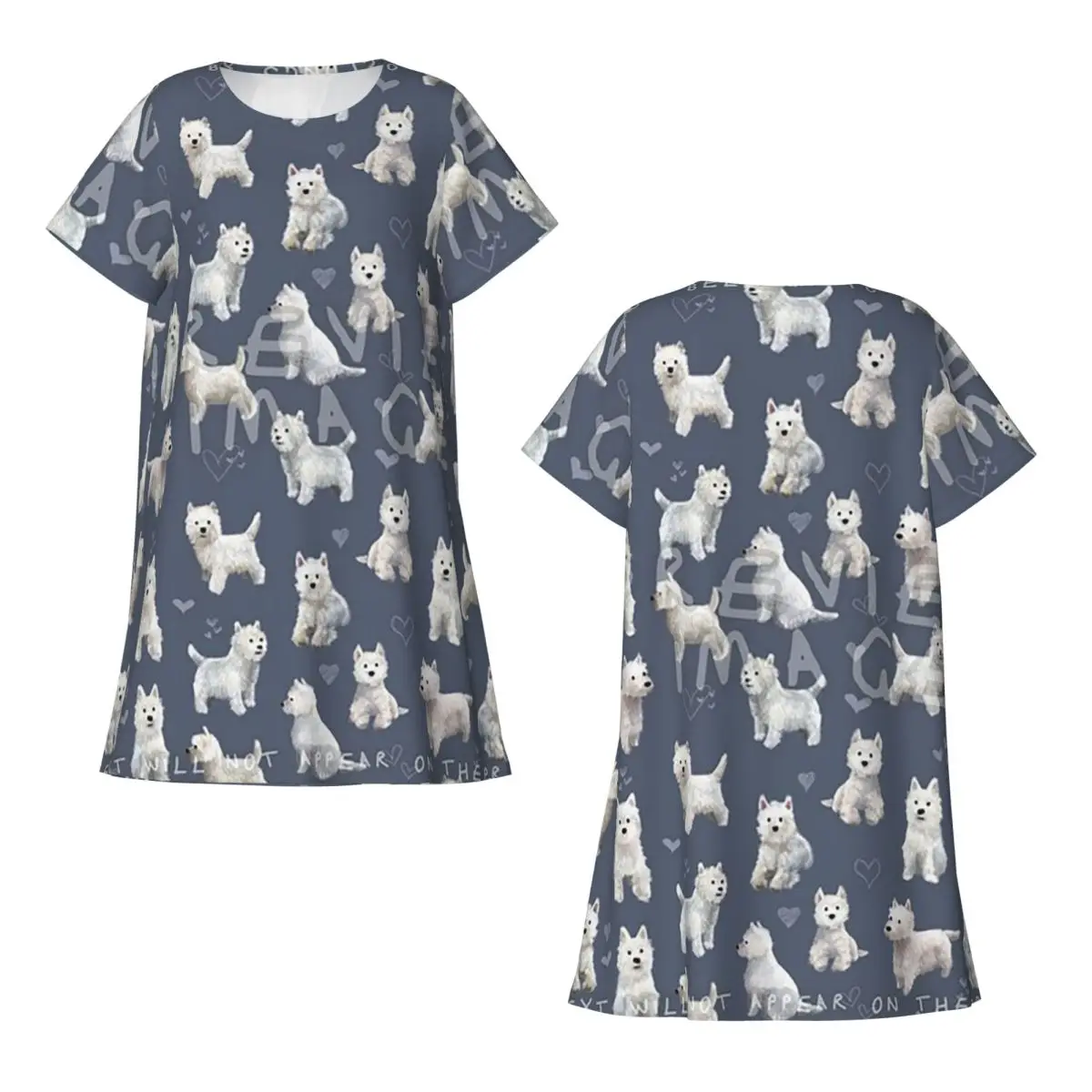 

The West Highland Terrier BLU Short Sleeves Nightdress For Sleeping Sleepshirts Women Short Sleeve Nightgowns Soft Pajama Dress
