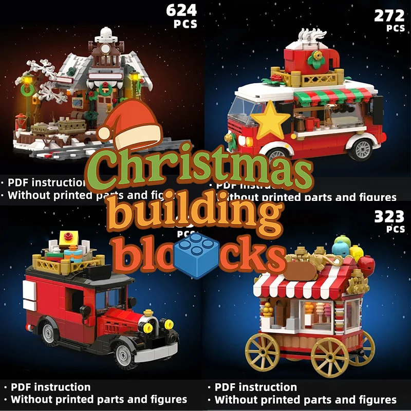 

Подарки для детей с Санта-Клаусом и рождественской елкой. Строительные кирпичи ручной работы, Рождественский адвент-календарь 2025 года.