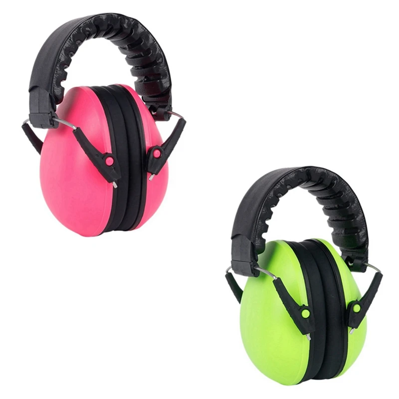 2X Anti-Noise Ear Muffs Noise Protection Hearing Protection And Noise Cancelling Reduction Ear Muffs Pink & Green