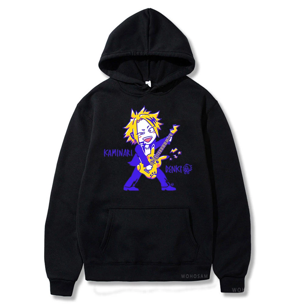 Japanese Anime My Hero Academia Hoodies Harajuku Fuuny Kaminari Denki Cartoon Kawaii Tops Men Oversized Funny Hooded Sweatshirts