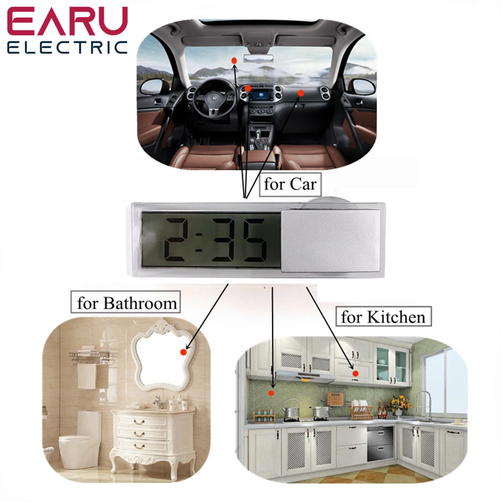 Mini Weather Station Digital Car Thermometer Thermostat Timer Clock Temperature Instruments Sensor Wall Type Meter LCD Display