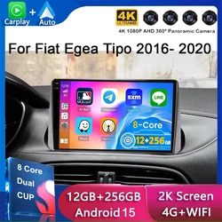 For Fiat Egea Tipo 2016- 2020 2K QLED Android 15 Car Radio Multimedia Video Player GPS AI Voice CarPlay Head Unit 4G Stereo