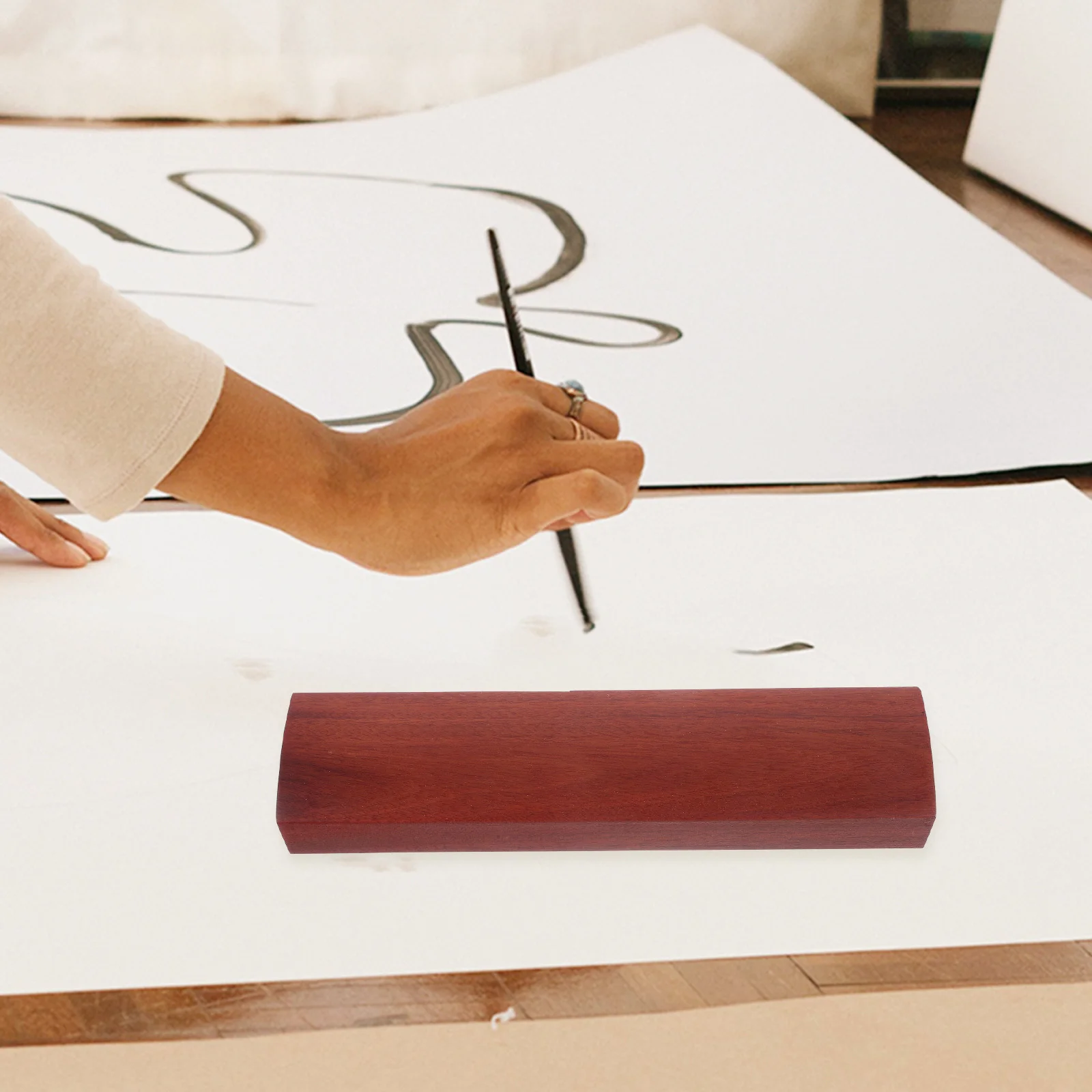 

Wooden Rectangular Paperweight Calligraphy Paper Weight Heavy Solid Wood Paper Weight for Office Study Decoration