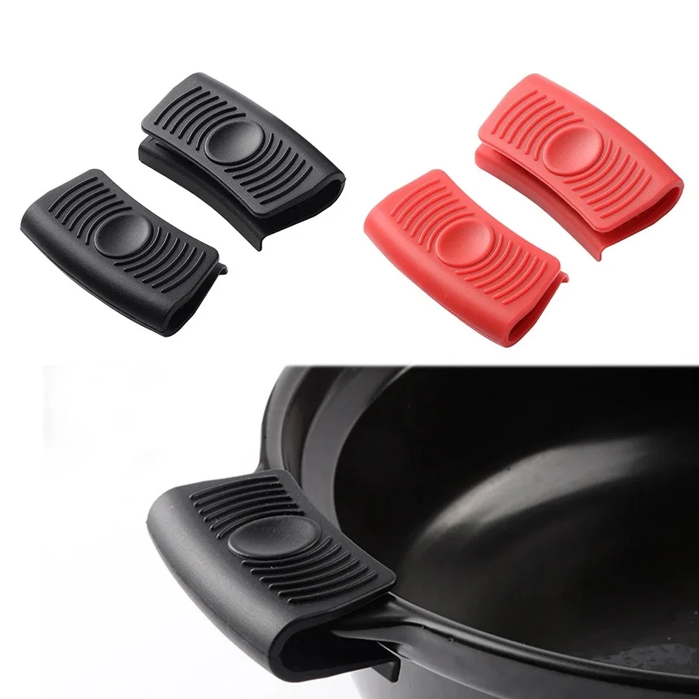 2Pcs Silicone Handle Holders For Pots And Pans High Temperature Resistant Insulated Cover With Anti-Skid Stripes For Frying Pan
