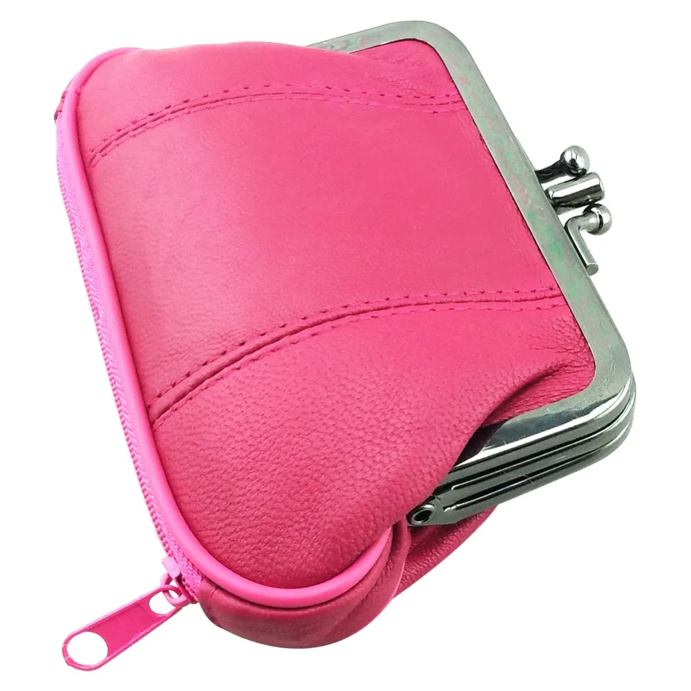 NICOLE & CO-Couro genuíno Mini Coin Purse para mulheres, pele de carneiro, Hasp de metal, bolsa de mudança feminina, cartão Zipper, carteira