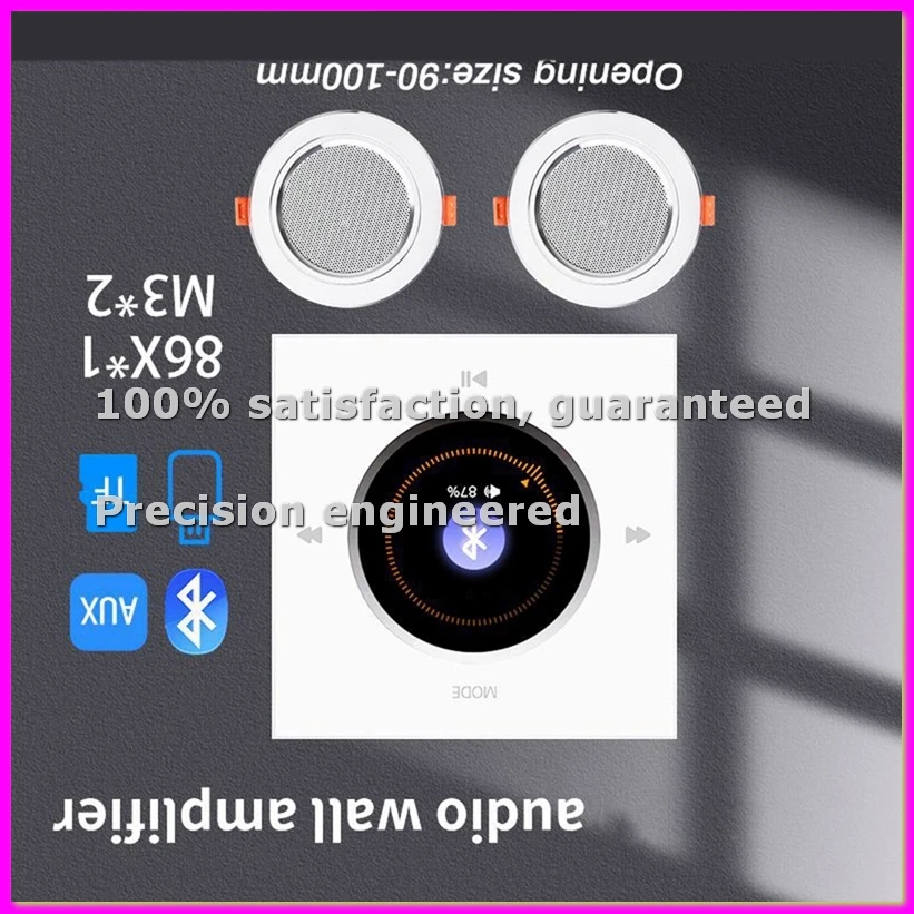 

Настенная Bluetooth-аудиопанель управления 86 с усилителем 2x25 Вт и потолочными динамиками для домашней фоновой музыкальной системы B-ELEC