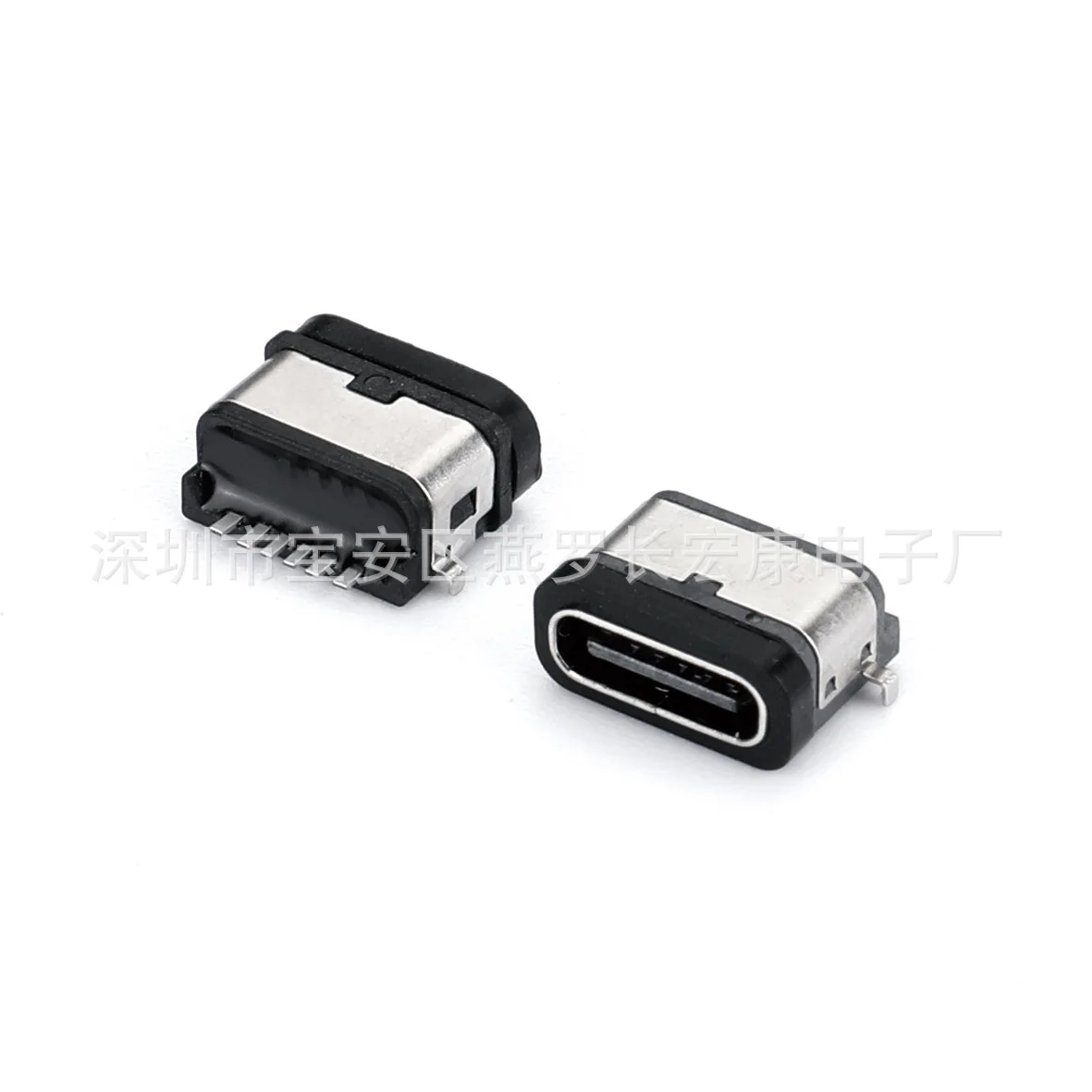 For waterproof female seat TYPE-C 6Pin seat, sinking plate type, two-foot plug board, with waterproof ring