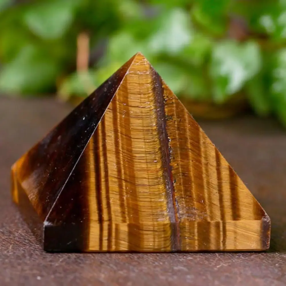 

Yellow Tiger Eye Stone Pyramid Meticulously Crafted From Yellow Tiger Eye Stone for Office Desk Decoration