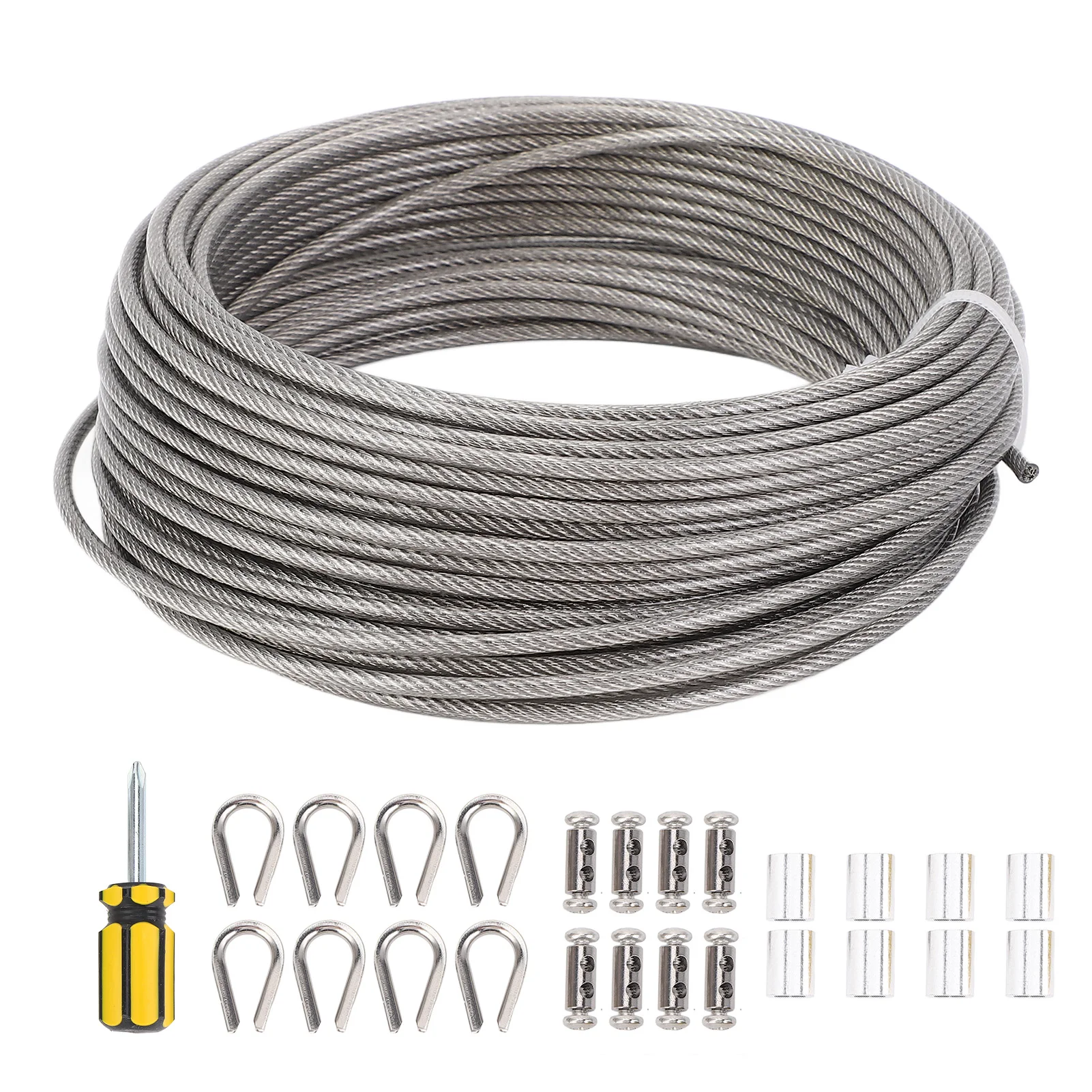 Wire Rope Cable Kit Wire Rope Kit 66ft Length 3mm Diameter 304 Stainless Steel Wire Turnbuckle Lock Kit for Garden