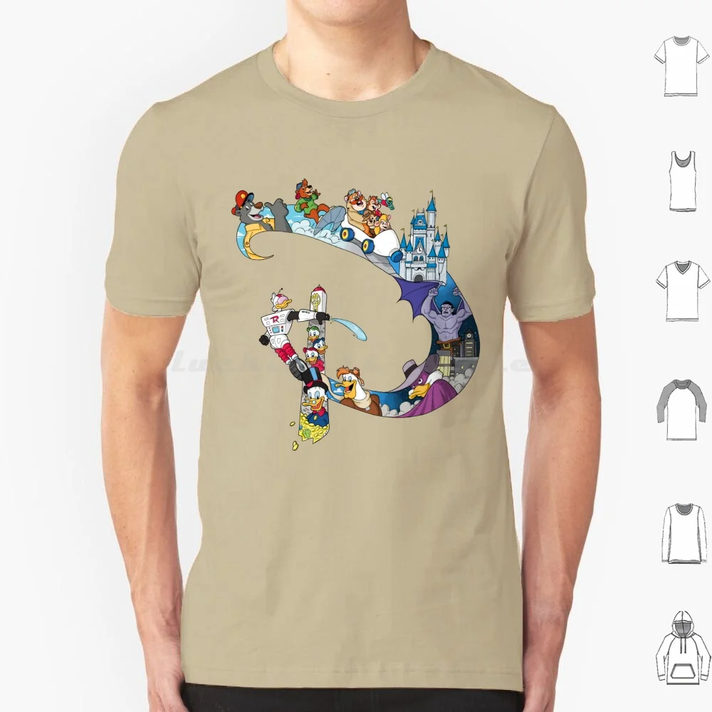 Camiseta de la tarde 6xl, camiseta fresca de algodón, Tailspin Rescue Rangers Gargoyles Goliath Darkwing Launchpad, Gizmoduck Scrooge de la tarde