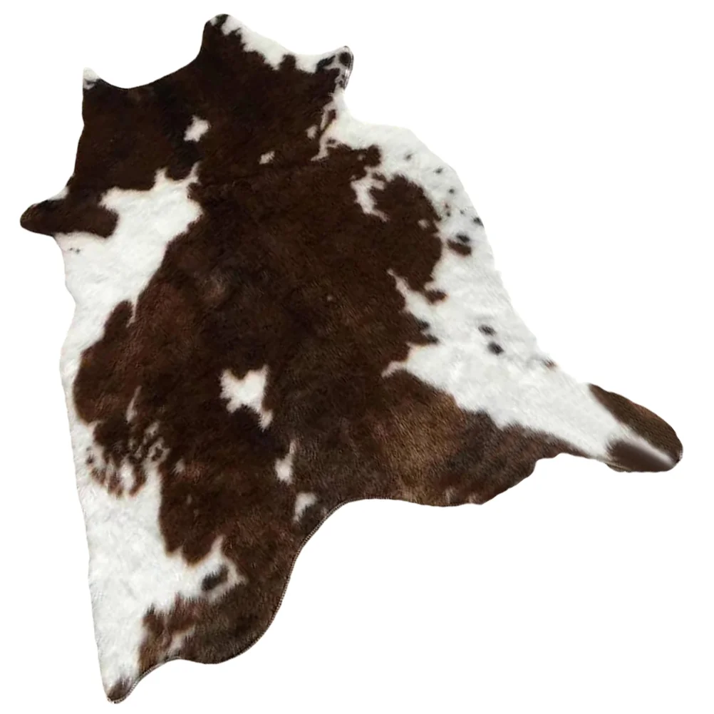 Simulated Cow Pattern Plush Carpet Area Rugs Bedside Keep Warm Print Imitation Home Floor Cushion Decorative
